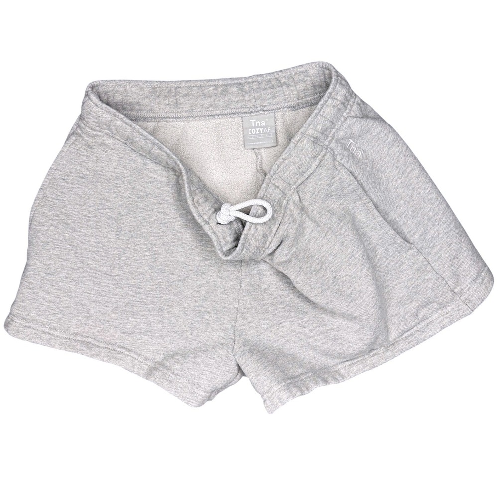 Tna Aritzia Cozy AF Sweat Fleece Micro Shorts Lo Rise Grey Drawstring Small